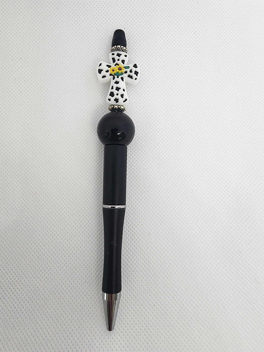 Cow Print Sunflower Cross Custom Pen